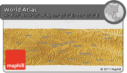 Physical Panoramic Map of the Area around 36° 19' 55" N, 109° 43' 29" E