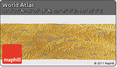 Physical Panoramic Map of the Area around 36° 19' 55" N, 109° 43' 29" E