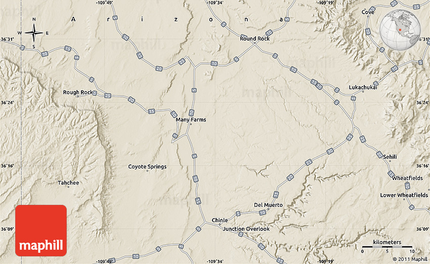 Shaded Relief Map of Lukachukai