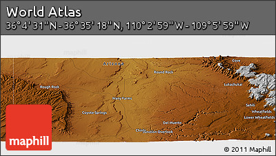 Physical Panoramic Map of the Area around 36° 19' 55" N, 109° 34' 29" W