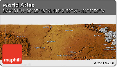 Physical Panoramic Map of the Area around 36° 19' 55" N, 109° 34' 29" W