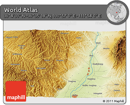 Physical 3D Map of the Area around 36° 19' 55" N, 111° 25' 30" E