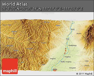 Physical 3D Map of the Area around 36° 19' 55" N, 111° 25' 30" E