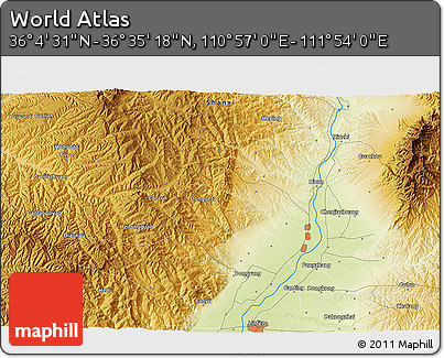 Physical 3D Map of the Area around 36° 19' 55" N, 111° 25' 30" E