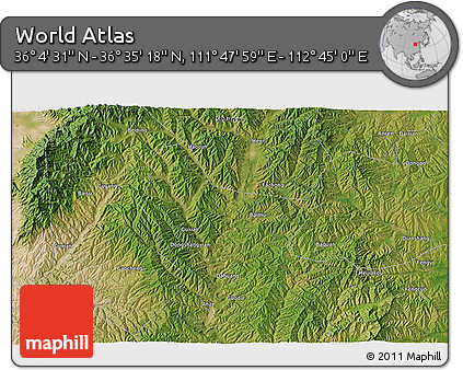 Satellite 3D Map of the Area around 36° 19' 55" N, 112° 16' 30" E