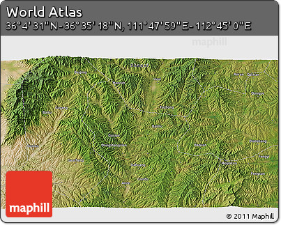 Satellite 3D Map of the Area around 36° 19' 55" N, 112° 16' 30" E