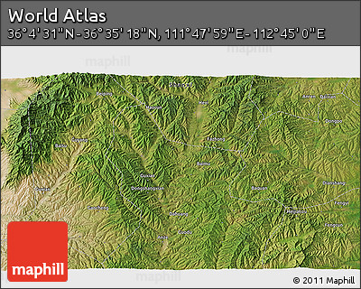 Satellite 3D Map of the Area around 36° 19' 55" N, 112° 16' 30" E