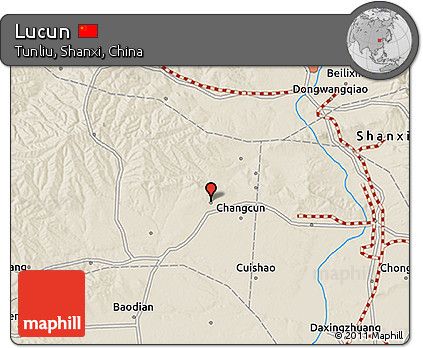Shaded Relief 3D Map of Lucun