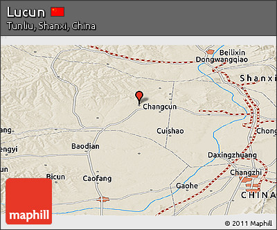 Shaded Relief Panoramic Map of Lucun