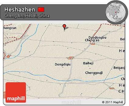 Shaded Relief Panoramic Map of Heshazhen