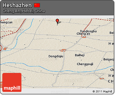 Shaded Relief Panoramic Map of Heshazhen