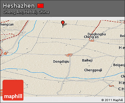 Shaded Relief Panoramic Map of Heshazhen