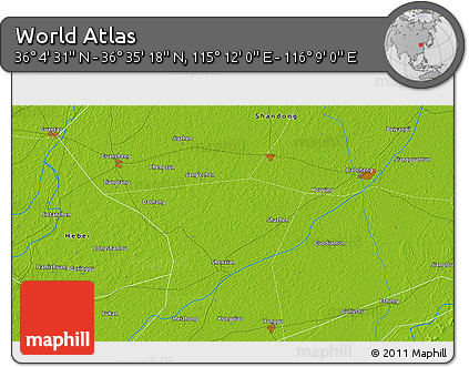 Physical 3D Map of the Area around 36° 19' 55" N, 115° 40' 30" E