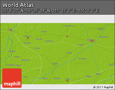 Physical 3D Map of the Area around 36° 19' 55" N, 115° 40' 30" E