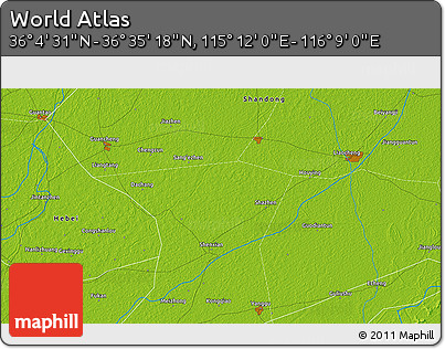 Physical 3D Map of the Area around 36° 19' 55" N, 115° 40' 30" E