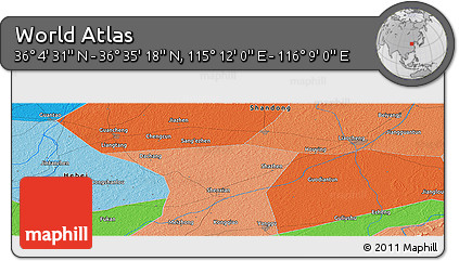 Political Panoramic Map of the Area around 36° 19' 55" N, 115° 40' 30" E