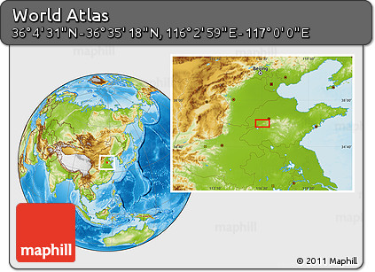 Physical Location Map of the Area around 36° 19' 55" N, 116° 31' 30" E