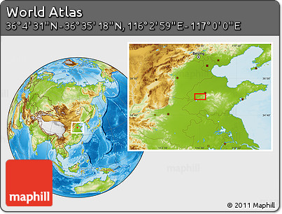 Physical Location Map of the Area around 36° 19' 55" N, 116° 31' 30" E