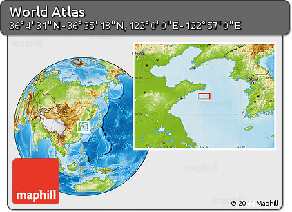 Physical Location Map of the Area around 36° 19' 55" N, 122° 28' 29" E