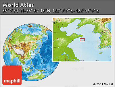 Physical Location Map of the Area around 36° 19' 55" N, 122° 28' 29" E