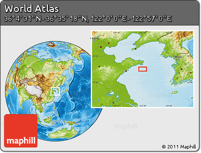 Physical Location Map of the Area around 36° 19' 55" N, 122° 28' 29" E