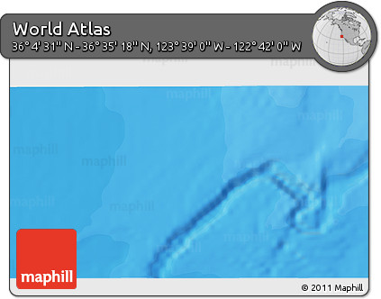 Political 3D Map of the Area around 36° 19' 55" N, 123° 10' 30" W