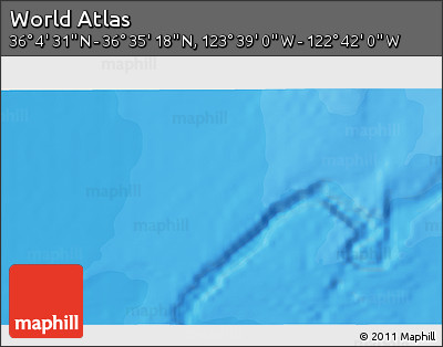 Political 3D Map of the Area around 36° 19' 55" N, 123° 10' 30" W
