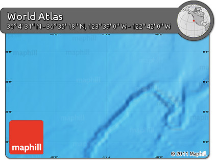 Physical Map of the Area around 36° 19' 55" N, 123° 10' 30" W