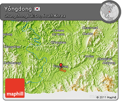 Physical 3D Map of Yŏngdong