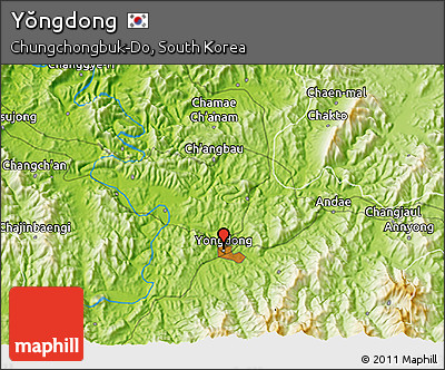 Physical 3D Map of Yŏngdong