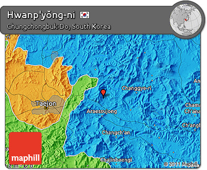 Political 3D Map of Hwanp'yŏng-ni