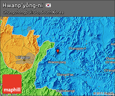 Political 3D Map of Hwanp'yŏng-ni