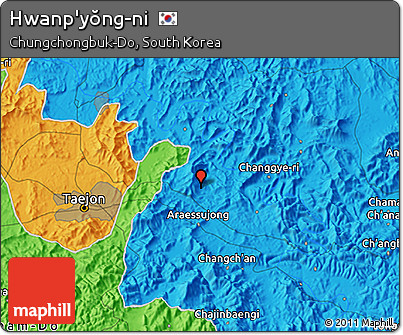 Political 3D Map of Hwanp'yŏng-ni