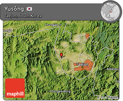 Satellite 3D Map of Yusŏng