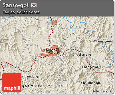 Shaded Relief 3D Map of Sanso-gol
