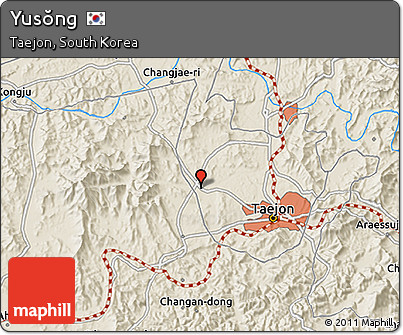 Shaded Relief 3D Map of Yusŏng