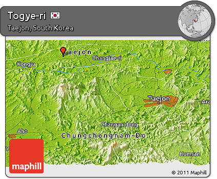 Physical Panoramic Map of Togye-ri