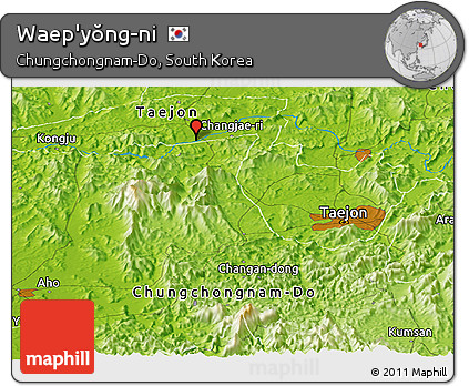 Physical Panoramic Map of Waep'yŏng-ni