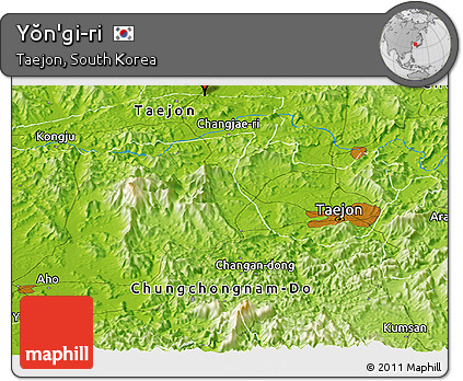 Physical Panoramic Map of Yŏn'gi-ri