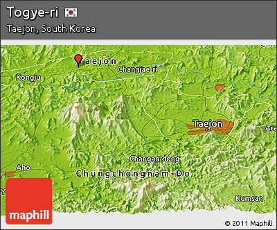 Physical Panoramic Map of Togye-ri