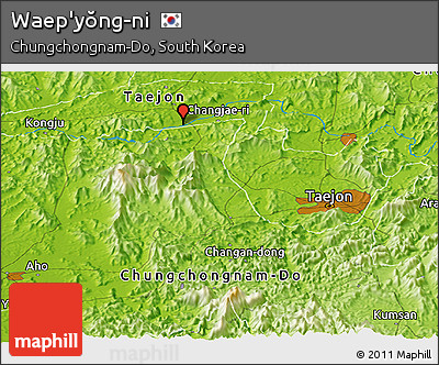Physical Panoramic Map of Waep'yŏng-ni