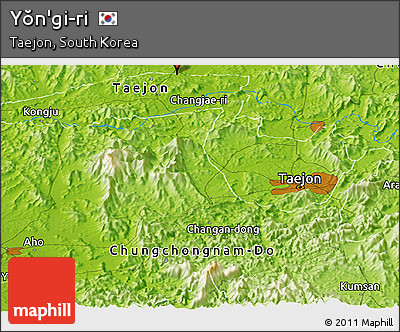 Physical Panoramic Map of Yŏn'gi-ri