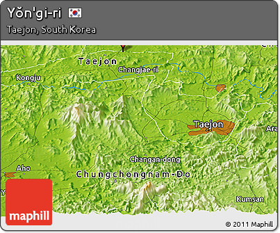 Physical Panoramic Map of Yŏn'gi-ri