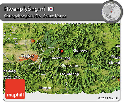 Satellite Panoramic Map of Hwanp'yŏng-ni