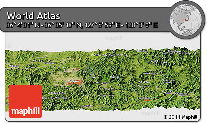 Satellite Panoramic Map of the Area around 36° 19' 55" N, 127° 34' 30" E