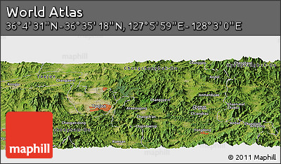 Satellite Panoramic Map of the Area around 36° 19' 55" N, 127° 34' 30" E