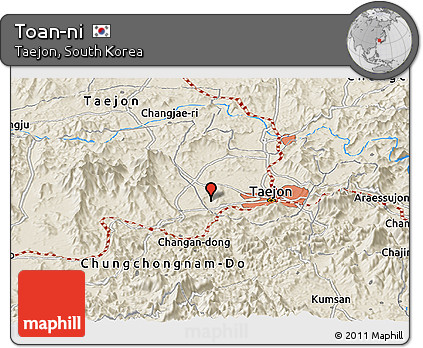 Shaded Relief Panoramic Map of Toan-ni