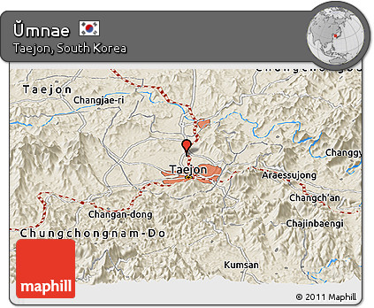 Shaded Relief Panoramic Map of Ŭmnae