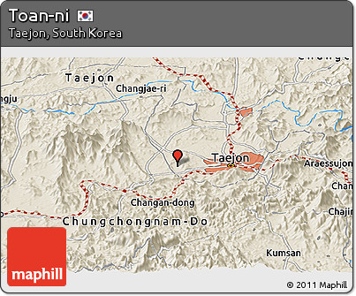 Shaded Relief Panoramic Map of Toan-ni