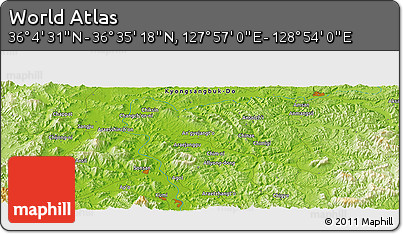 Physical Panoramic Map of the Area around 36° 19' 55" N, 128° 25' 30" E